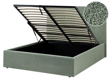Ottoman Bed Boucle LORIENT 140 x 200 cm (EU Double) Green