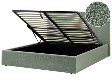 Lit ottoman Bouclé LORIENT 160 x 200 cm Vert