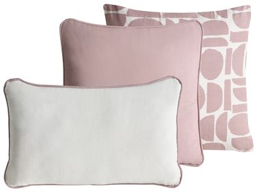 Lot de 3 coussins décoratifs PENTACE Coton 30 x 50 cm 45 x 45 cm Rose Unicolore