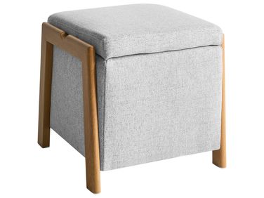 Poef met opbergruimte EDLAND Stof 45 cm 43 cm Lichtgrijs