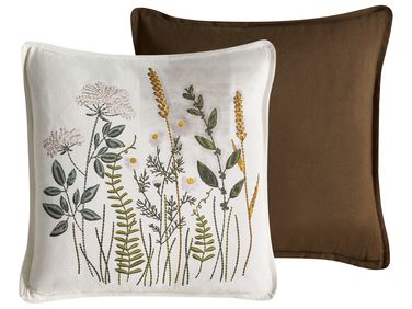 Lot de 2 coussins décoratifs KNEMA Coton 45 x 45 cm Blanc Motif floral
