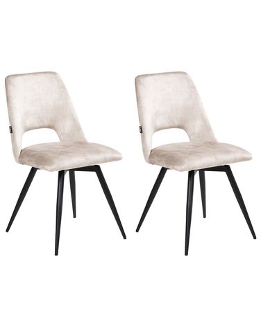 Lot de 2 chaises de salle à manger HALLETT Velours Beige clair