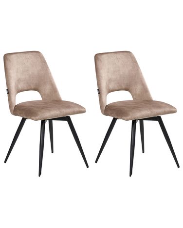 Lot de 2 chaises de salle à manger HALLETT Velours Beige