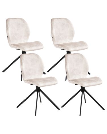 Lot de 4 chaises de salle à manger MORRISON Velours Beige clair