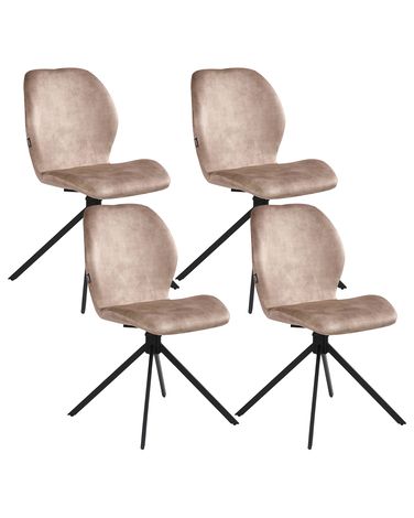 Lot de 4 chaises de salle à manger MORRISON Velours Beige