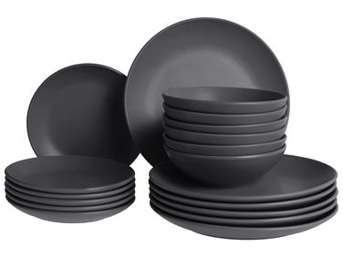 Set of 18 Dinnerware VIVANI Stoneware Black