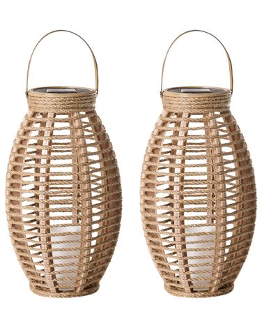 Lot de 2 lanternes à énergie solaire SHANGANI 40 cm Naturel