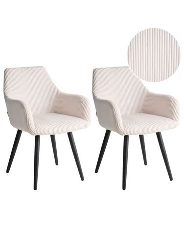 Lot de 2 chaises de salle à manger MORI Velours côtelé Beige clair