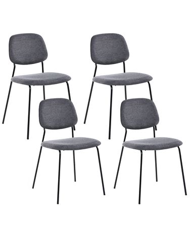 Lot de 4 chaises de salle à manger RILEY Tissu Gris