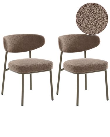 Lot de 2 chaises de salle à manger UNITY Bouclé Taupe