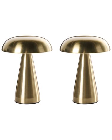 Lot de 2 lampes de table LED sans fil KULFO Avec variateur Métal Doré