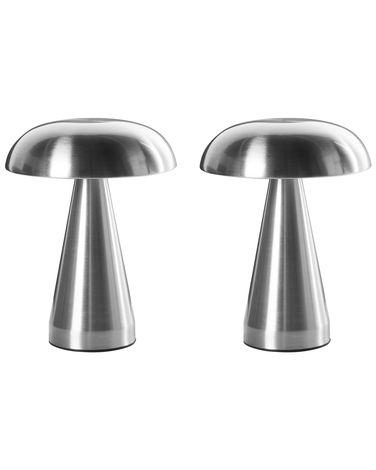 Lot de 2 lampes de table LED sans fil KULFO Avec variateur Métal Argenté