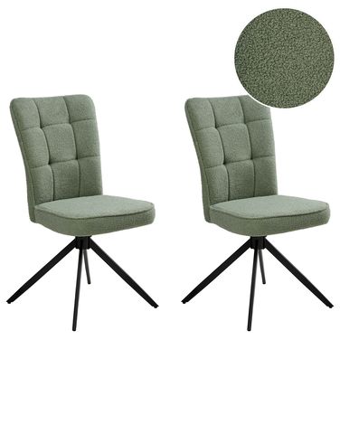 Lot de 2 chaises de salle à manger RYAN Bouclé Vert clair