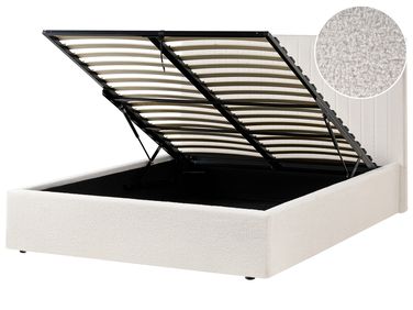 Ottoman Bed Boucle VION 140 x 200 cm (EU Double) Off-White