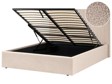 Lit ottoman Bouclé VION 140 x 200 cm Beige