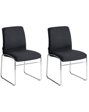 Lot de 2 chaises de salle à manger LECCO Tissu Noir
