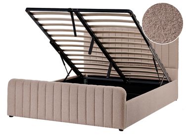 Lit ottoman Bouclé LUNAN 140 x 200 cm Taupe