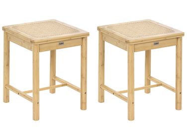Lot de 2 tabourets EVIRES Bambou Marron clair
