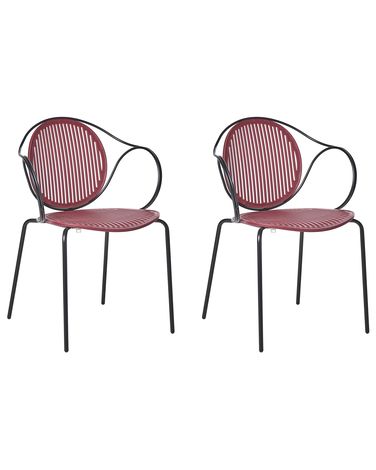 Lot de 2 chaises de jardin IKARIA Métal Rouge