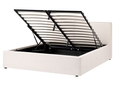 Lit ottoman Tissu LAGARDE 160 x 200 cm Blanc cassé