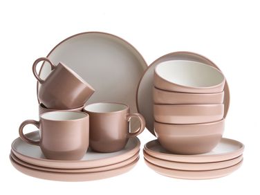 Set de 16 couverts de table NUTMEG Grès Marron
