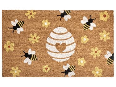 Paillasson KIGALIK Naturel 40 x 60 cm Abeille Fleur Fibre de coco