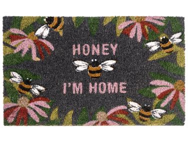 Paillasson INIGOK Multicolore 45 x 75 cm Abeille Texte Fibre de coco