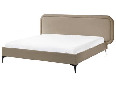 Lit avec sommier Velours SUZETTE 160 x 200 cm Beige