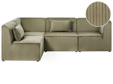 Modulaire hoekbank 4-zits LEMVIG Corduroy Groen rechtszijdig