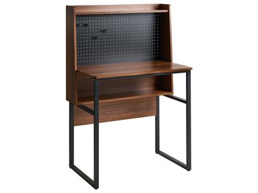 Home Office Desk with Pegboard BUXTON Dark Brown 84 cm 48 cm