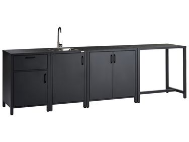 Outdoor Kitchen Set with Sink ROCHA Metal Graphite Grey