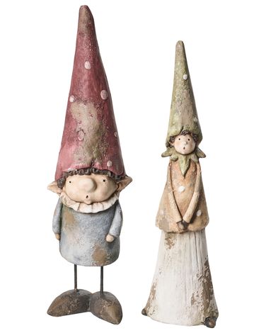 Lot de 2 statues de jardin GREVA Gnome Multicolore