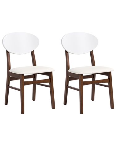 Lot de 2 chaises de salle à manger AMERY Bois Blanc cassé/marron