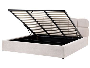 Lit ottoman Tissu BASTON 180 x 200 cm Beige clair