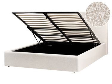 Lit ottoman Bouclé BRENON 140 x 200 cm Blanc cassé