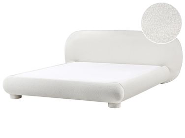 Lit avec sommier Bouclé BAYEL 180 x 200 cm Blanc cassé