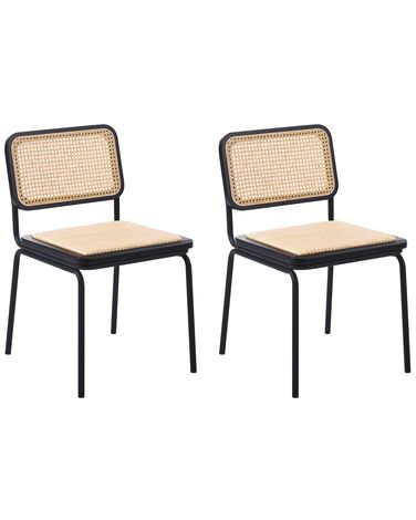 Lot de 2 chaises de salle à manger CORVALLIS Polyrotin Noir