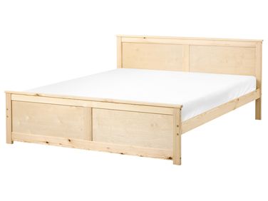Lit avec sommier Bois de pin DAUPHIN 160 x 200 cm Marron clair