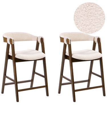 Lot de 2 chaises de bar DAY Bouclé Marron/beige clair