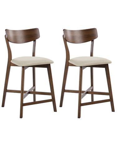 Lot de 2 chaises de bar HOLLY Bois Marron/beige
