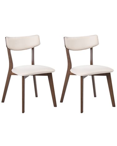 Lot de 2 chaises de salle à manger YUMA Bois Blanc cassé/marron