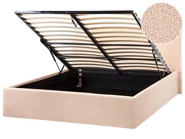 Ottoman Bed Boucle ORBEY 120 x 200 cm (EU Small Double) Beige