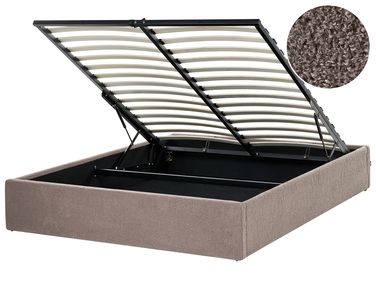 Lit ottoman sans tête de lit Bouclé DINAN 140 x 200 cm Taupe