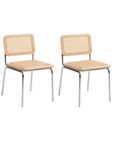 Lot de 2 chaises de salle à manger CORVALLIS Polyrotin Marron clair