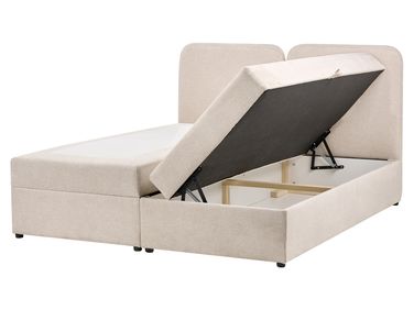 Lit boxspring avec rangement Tissu CHANCELLOR 160 x 200 cm Beige clair