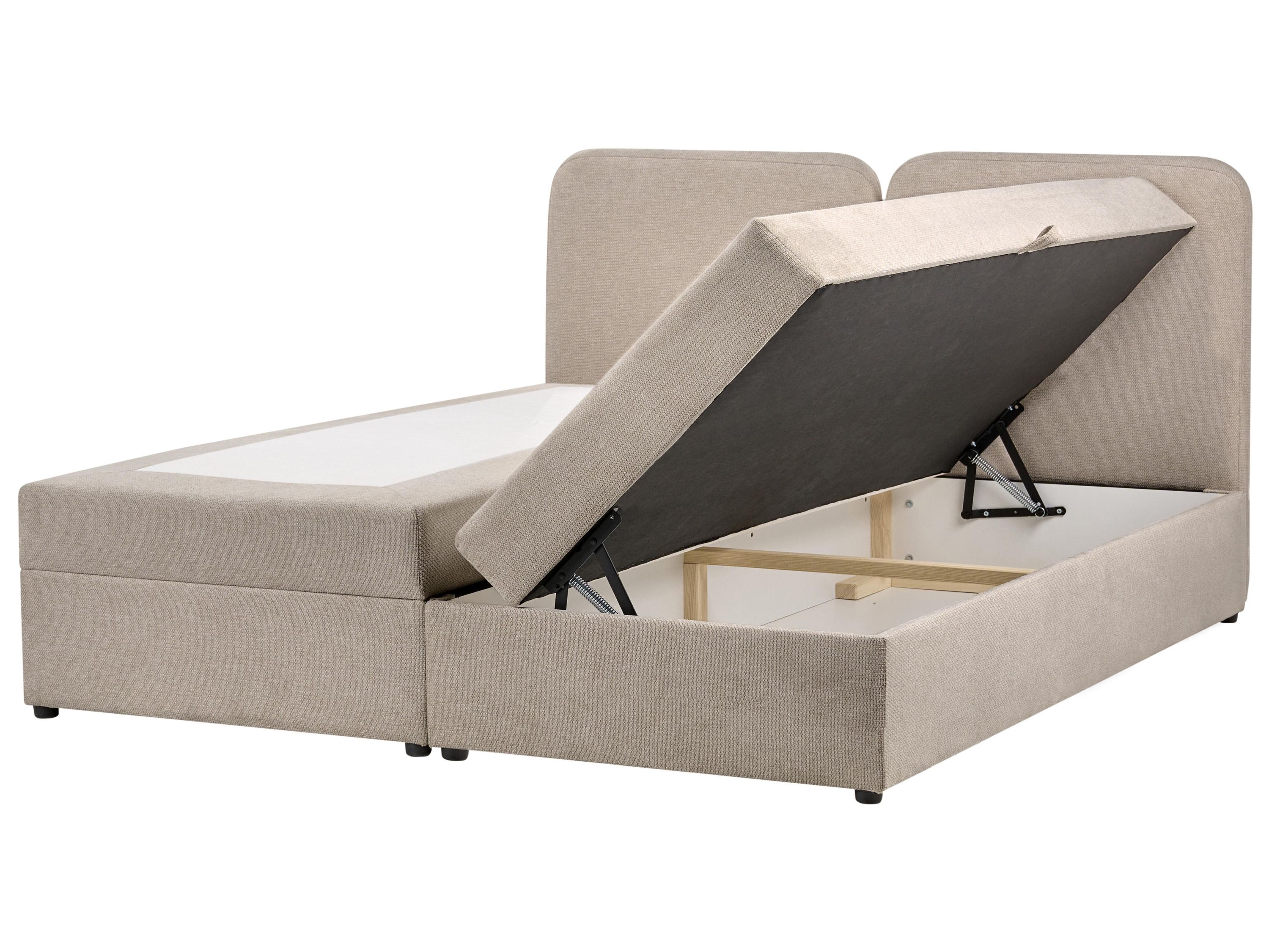 Lit boxspring avec rangement Tissu CHANCELLOR 180 x 200 cm Taupe