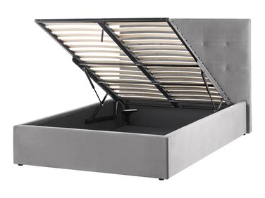 Ottoman Bed Velvet LORIENT 120 x 200 cm (EU Small Double) Grey