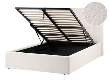 Ottoman Bed Boucle LORIENT 120 x 200 cm (EU Small Double) Off-White