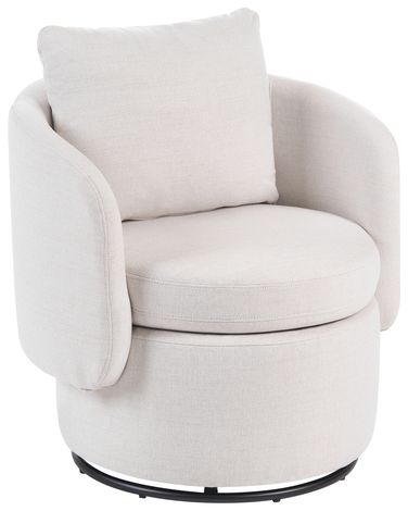 Fauteuil pivotant HORSENS avec rangement Tissu Blanc cassé