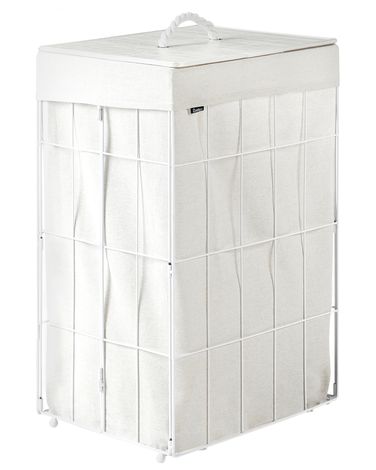 Laundry Basket with Lid APOTERI Metal White 72 L
